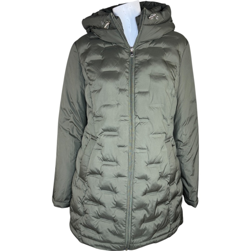 Susan Graver Heat Press Mixed Media Jacket with Hood Olive X-Small‎ NWT